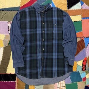 Vintage Greatland Plaided Denim Long Sleeve Button Up Medium